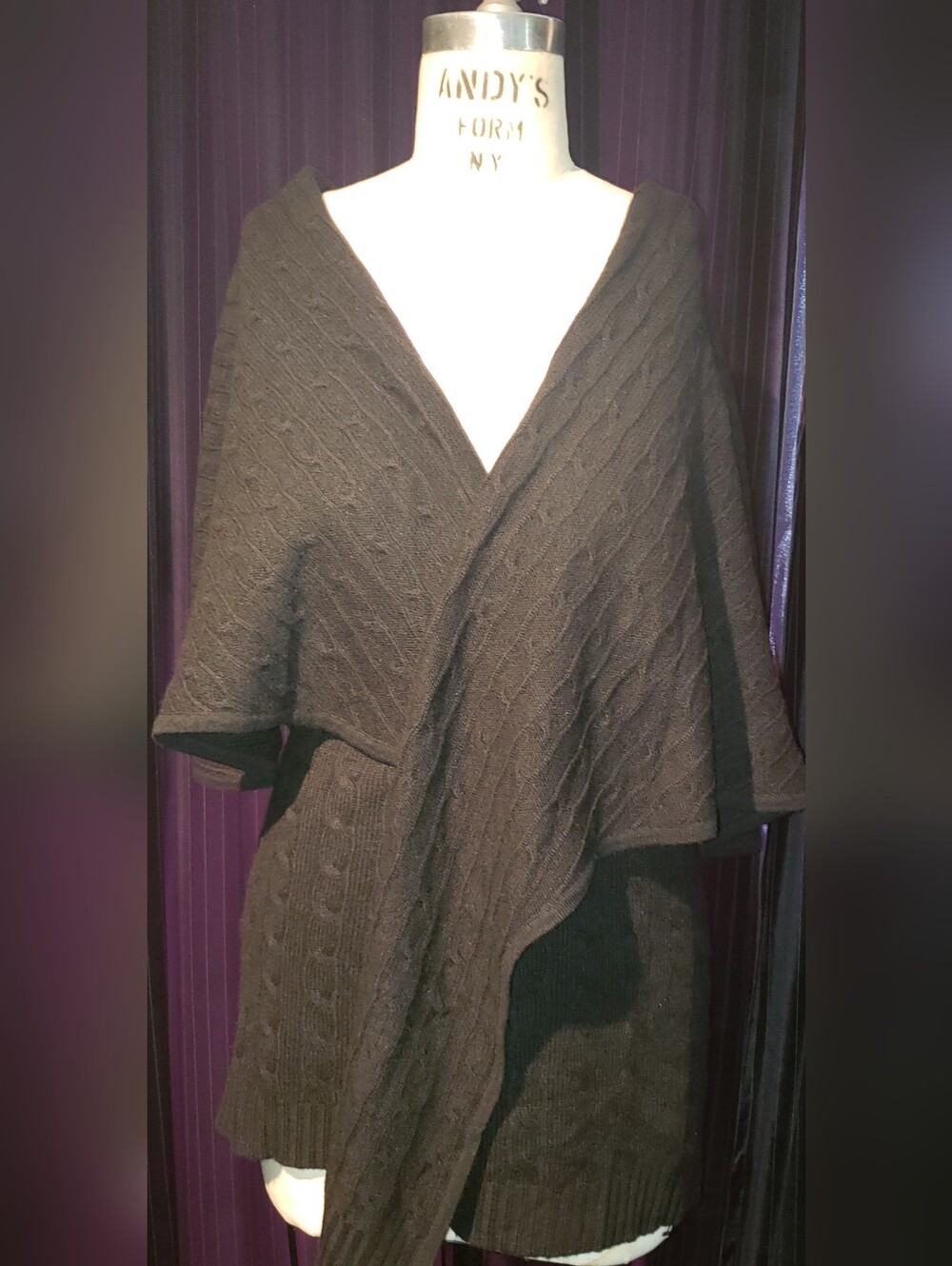 100% cashmere Waffle  Black Label XL wraparound Cardigan